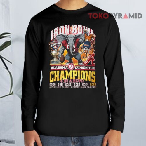 Alabama Crimson Tide Iron Bowl Champions 6 In A Row 2025 Long sleeved Alabama Crimson Tide Iron Bowl Champions 6 In A Row 2025 Long sleeved