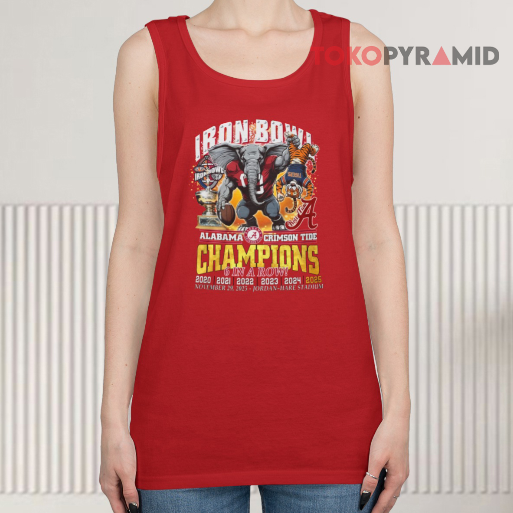 Alabama Crimson Tide Iron Bowl Champions 6 In A Row 2025 Tank Top Alabama Crimson Tide Iron Bowl Champions 6 In A Row 2025 Tank Top
