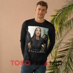 Alexandria Ocasio Cortez AOC See Through Slow Sown Shirt 4 Alexandria Ocasio Cortez Aoc See Through Slow Sown Black Long sleeved