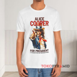 Alice Cooper For President A Troubled Man For Troubled Times White T shirt