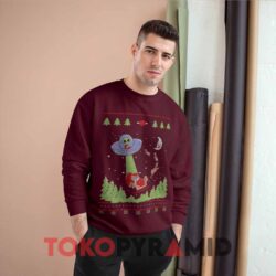 Alien Invasion Ugly Christmas Red Sweatshirt