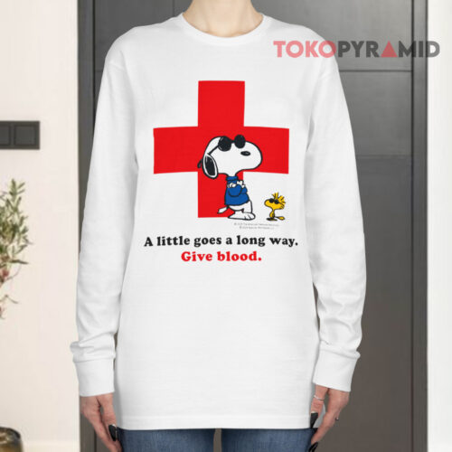 American Red Cross X Peanuts Snoopy A Little Goes A Long Way Give Blood Long sleeved American Red Cross X Peanuts Snoopy A Little Goes A Long Way Give Blood Long sleeved