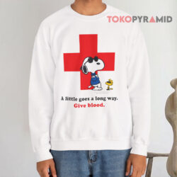 American Red Cross x Peanuts Snoopy A Little Goes A Long Way Give Blood Shirt 3 American Red Cross X Peanuts Snoopy A Little Goes A Long Way Give Blood Sweatshirt