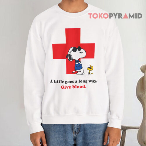 American Red Cross X Peanuts Snoopy A Little Goes A Long Way Give Blood Sweatshirt American Red Cross X Peanuts Snoopy A Little Goes A Long Way Give Blood Sweatshirt
