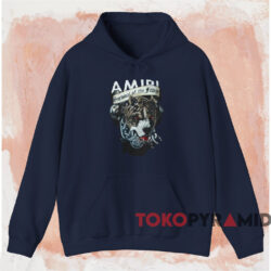 Amiri Pitbull Survival Of The Fittest T shirt Navy Hoodie