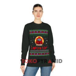 Among Us Silence Shhh Ugly Christmas Black Long sleeved