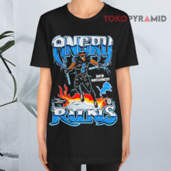 Angry Runs Detroit Lions David Montgomery Black T shirt