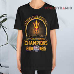 Arizona State Sun Devils Chick Fil A Peach Bowl Champions 2025 Skyline Black T shirt