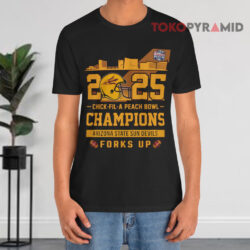 Arizona State Sun Devils Forks Up Chick fil a Peach Bowl Champions 2025 Black T shirt