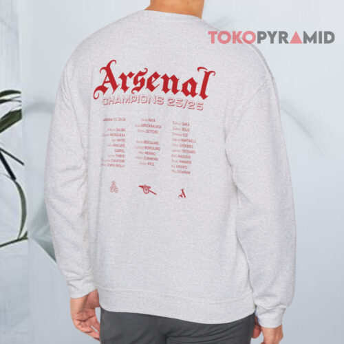 Arsenal Champions Squad 25 26 Poster Sweatshirt Back