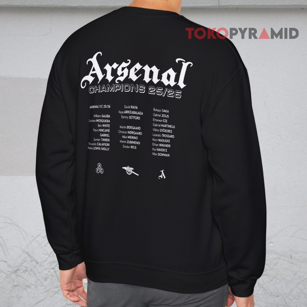 Arsenal Champions Squad 25 26 Sweatshirt Back Arsenal Champions Squad 25 26 Sweatshirt Back