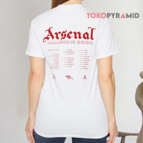 Arsenal Champions Squad 25 26 T shirt Back Arsenal Champions Squad 25 26 T shirt Back