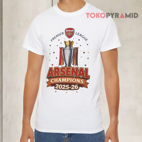 Arsenal Fc 2025 26 Premier League Champions White T shirt Arsenal Fc 2025 26 Premier League Champions White T shirt