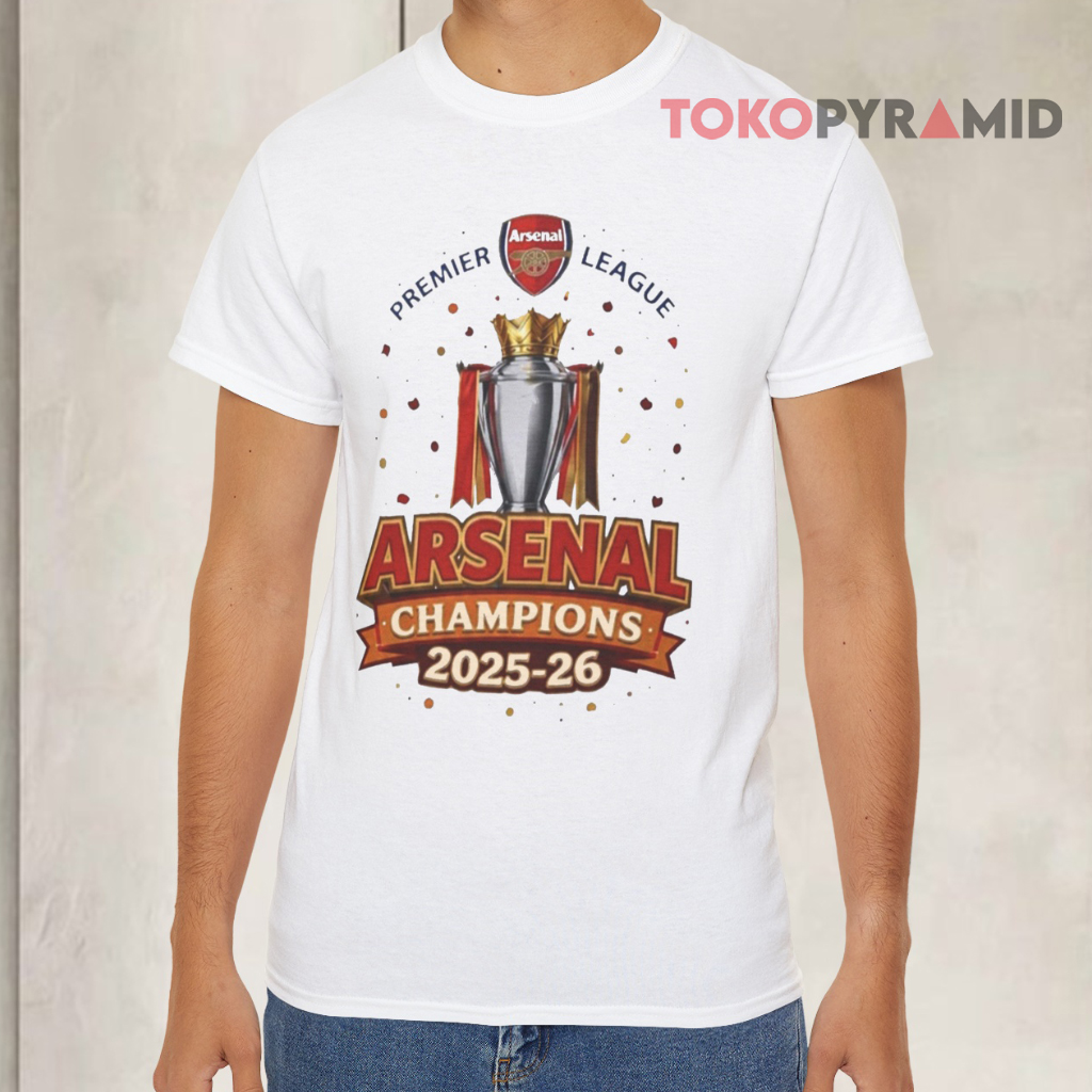 Arsenal Fc 2025 26 Premier League Champions White T shirt Arsenal Fc 2025 26 Premier League Champions White T shirt