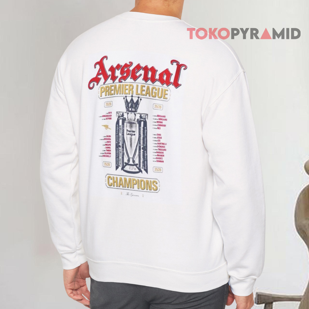 Arsenal Premier League Champions 25 26 Sweatshirt Back Arsenal Premier League Champions 25 26 Sweatshirt Back