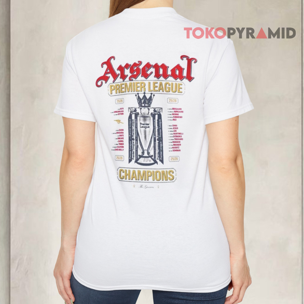 Arsenal Premier League Champions 25 26 T shirt Back Arsenal Premier League Champions 25 26 T shirt Back