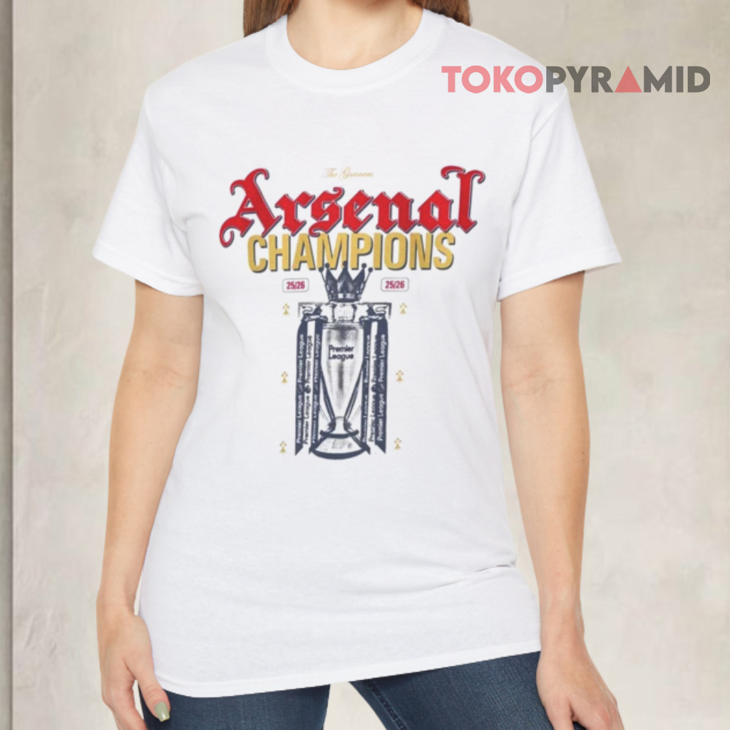 Arsenal Premier League Champions 25 26 T shirt Front Arsenal Premier League Champions 25 26 T shirt Front
