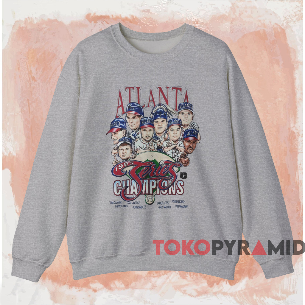 Atlanta Braves 1995 World Series Champions Caricature Shirt Grey Sweatshirt Atlanta Braves 1995 World Series Champions Caricature Shirt Grey Sweatshirt