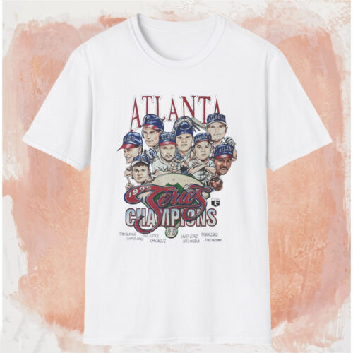 Atlanta Braves 1995 World Series Champions Caricature Shirt White T shirt Atlanta Braves 1995 World Series Champions Caricature Shirt White T shirt