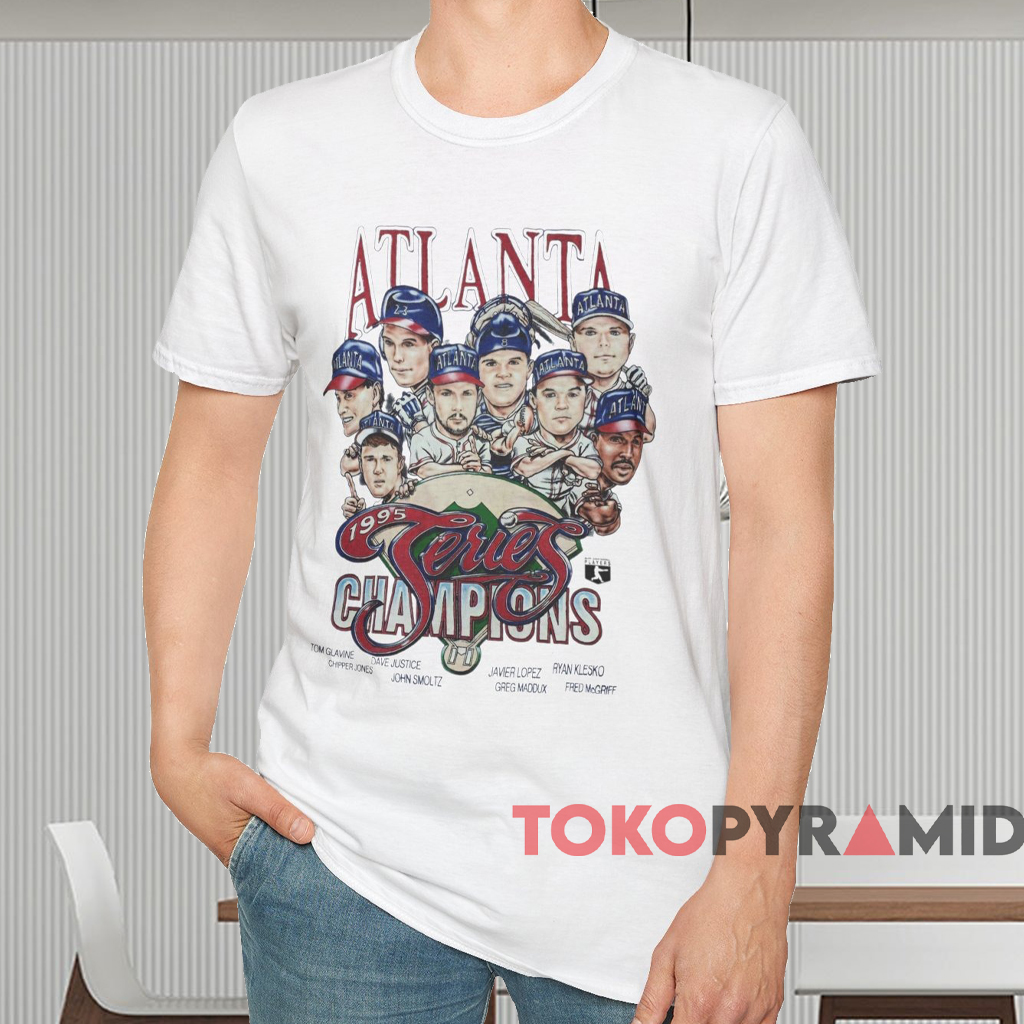 Atlanta Braves 1995 World Series Champions Caricature Shirt White T shirt Atlanta Braves 1995 World Series Champions Caricature Shirt White T shirt