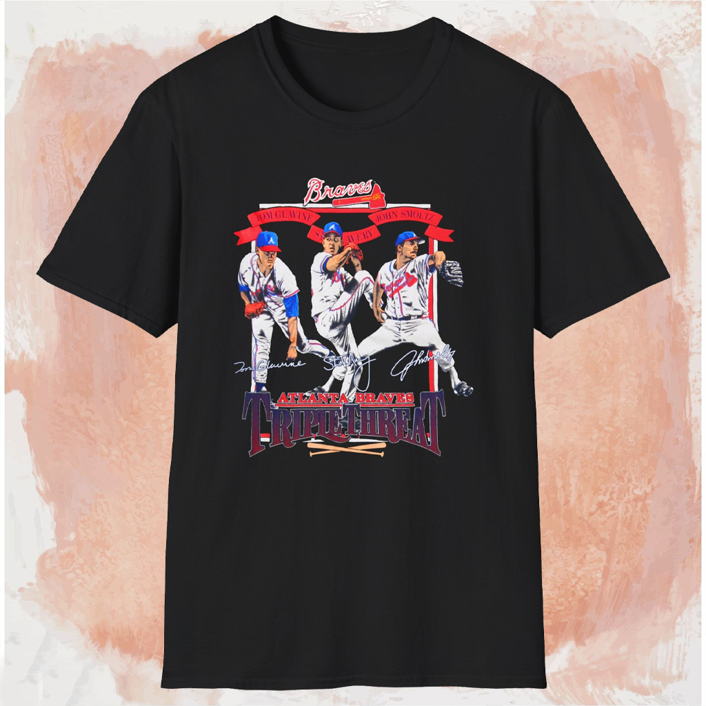 Atlanta Braves Triple Threat Glavine Avery Smoltz Shirt Black T shirt Atlanta Braves Triple Threat Glavine Avery Smoltz Shirt Black T shirt