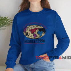 Atlanta Welcomes The World 1996 Olympic T-shirt 4 Atlanta Welcomes The World 1996 Olympic T shirt Blue Sweatshirt