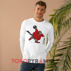 B Kliban Cat Bowling Shirt 3 B Kliban Cat Bowling White Long sleeved