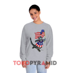 B. Kliban Cat Crazy Olympics USA Shirt 2 B Kliban Cat Crazy Olympics Usa Grey Long sleeved