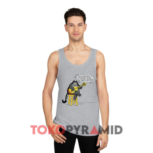 B Kliban Eat Them Mousies Guitar Grey Tank Top B Kliban Eat Them Mousies Guitar Grey Tank Top