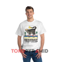B Kliban Ironcat Triathlon Kona Hawaii White T shirt