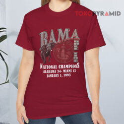 Bama Roll Tide 1993 National Champions Alabama Vs Miami Red T shirt