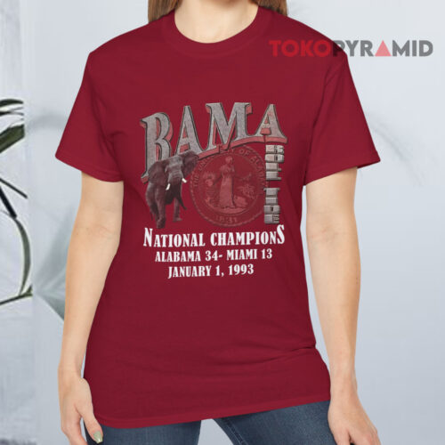 Bama Roll Tide 1993 National Champions Alabama Vs Miami Red T shirt