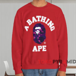 BAPE A Bathing Ape Color Camo College T-shirt 3 Bape A Bathing Ape Color Camo College T shirt Red Sweatshirt