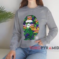 Bape x Marvel Camo The Hulk T-shirt 3 Bape X Marvel Camo The Hulk T shirt Grey Sweatshirt