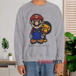 Bape X Nintendo Mario To Milo T shirt Grey Sweatshirt