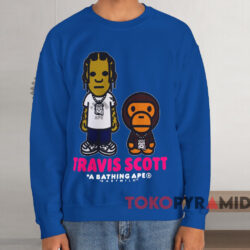 Bape x Travis Scott Baby Milo T-shirt 3 Bape X Travis Scott Baby Milo T shirt Blue Sweatshirt