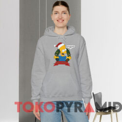 Bart Simpson Peace On Earth Man Christmas T shirt Grey Hoodie