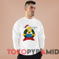 Bart Simpson Peace On Earth Man Christmas T shirt White Sweatshirt