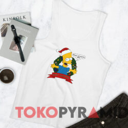 Bart Simpson Peace On Earth Man Christmas T shirt White TankTop