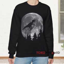 Biker T-Rex In Sky With Moon Shirt 3 Biker T rex In Sky With Moon Black Sweatshirt