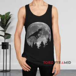 Biker T-Rex In Sky With Moon Shirt 2 Biker T rex In Sky With Moon Black Tank Top