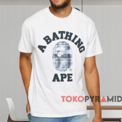 Bleach Bape Check College T shirt White T shirt