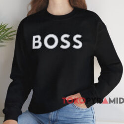 Boss Logo Print T shirt Black Sweatshirt