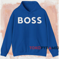 Boss Logo Print T shirt Blue Hoodie