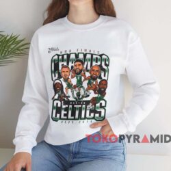 Boston Celtics 2024 NBA Finals Champions Caricature Shirt 4 Boston Celtics 2024 Nba Finals Champions Pull Up Jumper Caricature Shirt White Sweatshirt