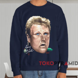 Boston Celtics Larry Bird Face T shirt Navy Sweatshirt