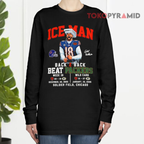 Caleb Williams Iceman Back 2 Back Beat Green Bay Packers Soldier Field Chicago Long sleeved
