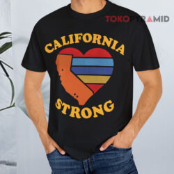 California Strong Heart Map Black T shirt