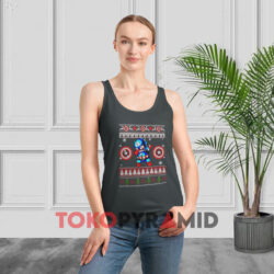 Captain America Dabbing Ugly Christmas Dark Grey Tank Top