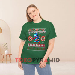 Captain America Dabbing Ugly Christmas Green T shirt
